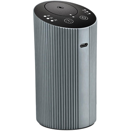 Waterless Essential Oil Diffuser – Portable Rechargeable Aroma Diffuser (4 Timers, 3 Mist Levels) Silver Grey