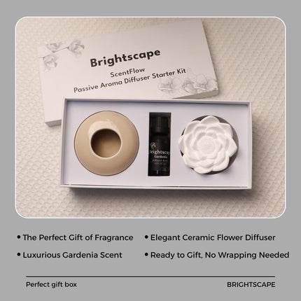 Brightscape ScentFlow Passive Aroma Diffuser Starter Kit – Gardenia Oil