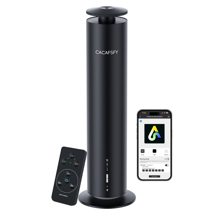 Waterless Hotel Scent Diffuser with Smart App Control - 1000 Sq Ft Coverage - Black
