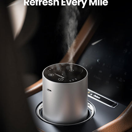 Waterless Essential Oil Diffuser - Rechargeable, 3 Mist Levels, 48h Battery, Silver