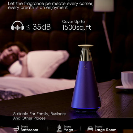 Waterless Scent Diffuser Starter Kit - 1500 Sq Ft Coverage, Alloy Atomization, Smart Rechargeable Diffuser