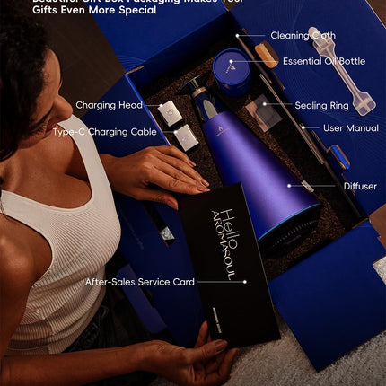 Waterless Scent Diffuser Starter Kit - 1500 Sq Ft Coverage, Alloy Atomization, Smart Rechargeable Diffuser