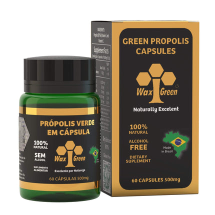 4 Packs of Wax Green Bee Propolis 500mg (60 Capsules) – Immune Support