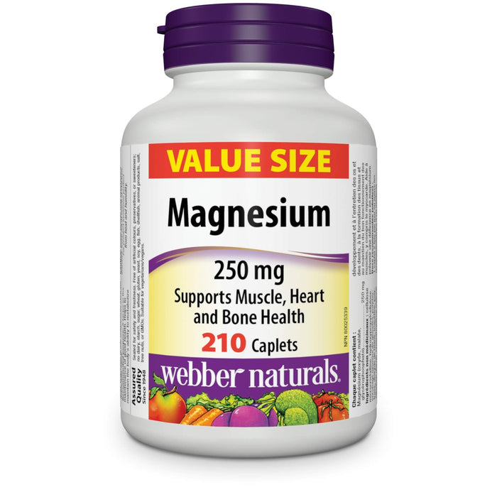 Webber Naturals Magnesium 250 mg – 210 Caplets (Value Size)