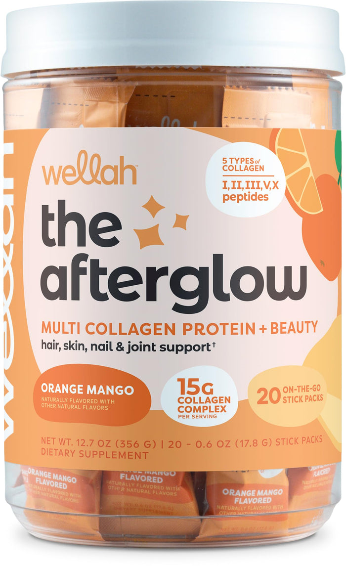Wellah The Afterglow Multi Collagen Protein + Beauty — Orange Mango, 20 Stickpacks