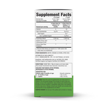 Wellements Organic Constipation Support | Gentle Relief for Infants & Toddlers | 4 Fl Oz