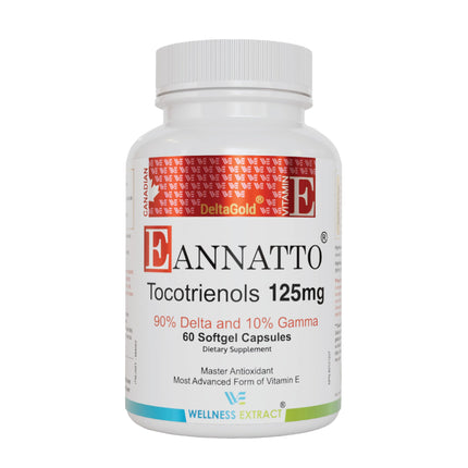 Wellness Extract Annatto Tocotrienols Vitamin E - Tocopherol-Free, Non-GMO, Gluten Free (125mg, 60 Softgels)