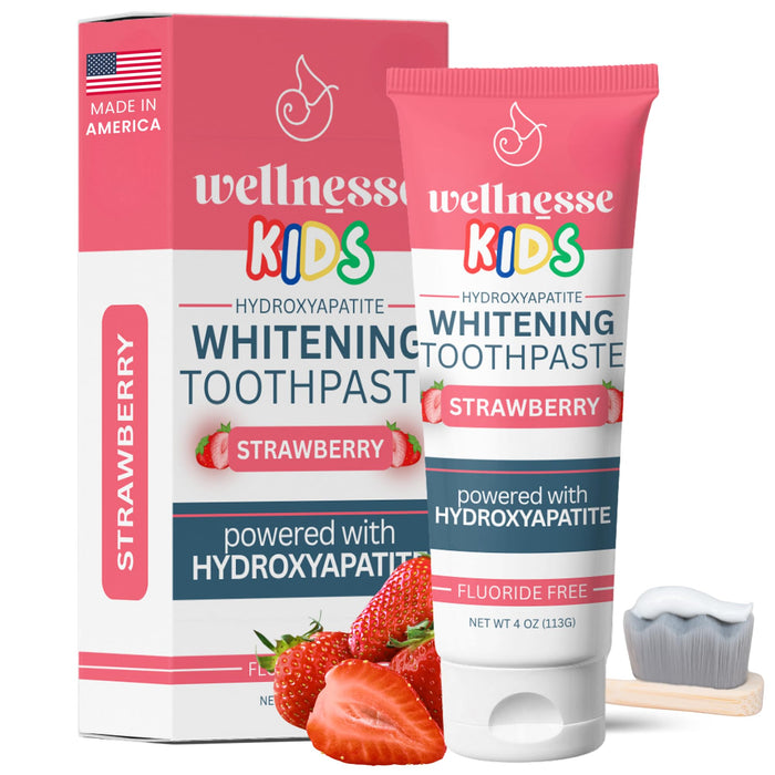 Wellnesse Kids Hydroxyapatite Toothpaste with Xylitol - Fluoride Free Strawberry 4 oz