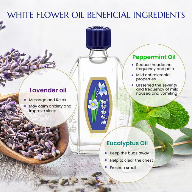 White Flower External Analgesic Balm Oil 20ml – Authentic US Import