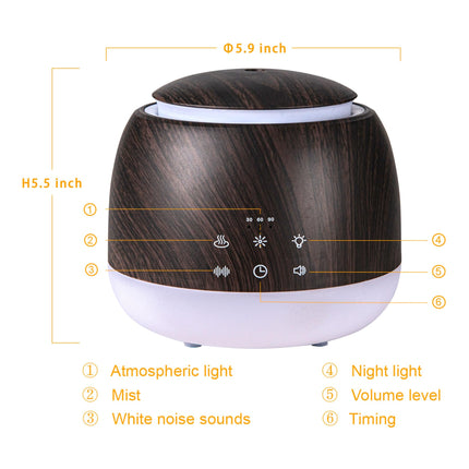 White Noise & Diffuser Sleep Sound Machine with Night Light - Deep Brown 300ml Diffuser