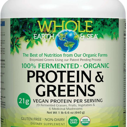 Whole Earth & Sea Organic Fermented Protein & Greens, Unflavored, 1 lb 9 oz | Natural Factors