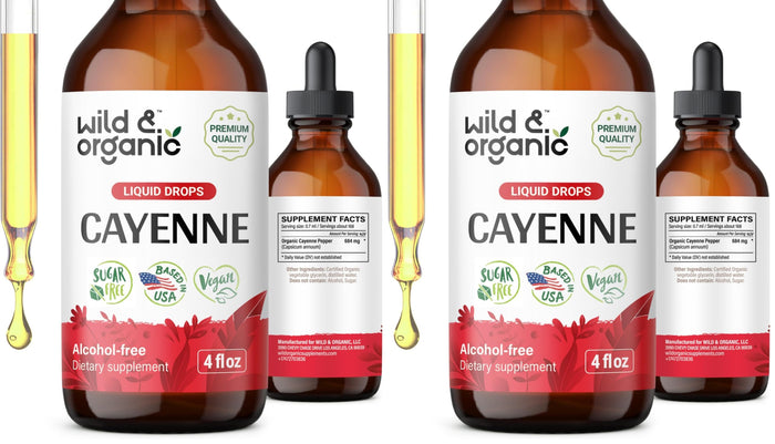 Wild & Organic Cayenne Pepper Tincture - Digestive Support, 4 oz x 2 - Vegan, Alcohol-Free