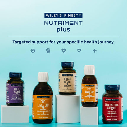 Wiley's Finest Wild Alaskan Fish Oil Vitamin K2 & D3 Softgels - 500mg EPA/DHA | 120 Servings