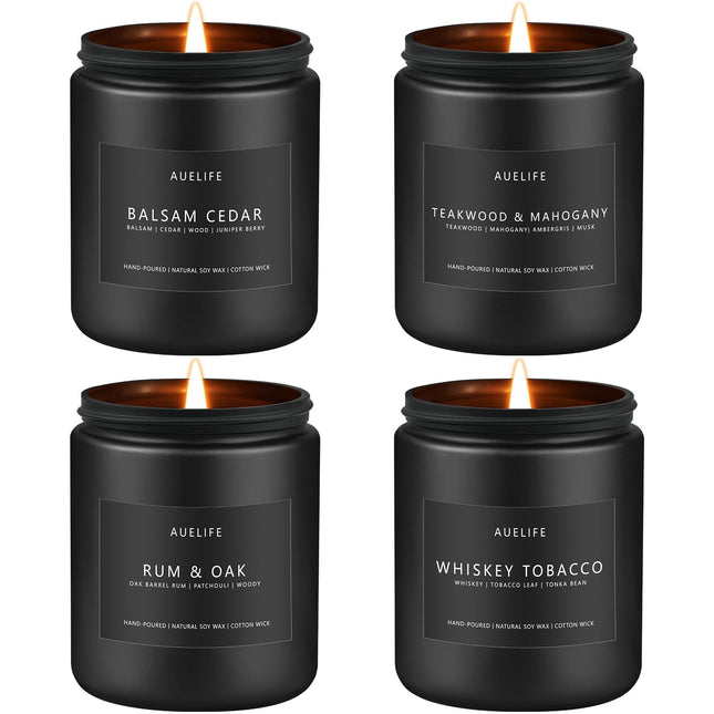 Winter Candle Gift Set for Men – 4 Soy Candles – Masculine Scents