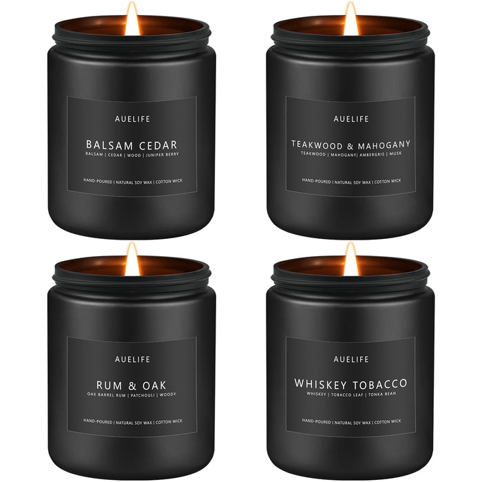 Winter Candle Gift Set for Men – 4 Soy Candles – Masculine Scents
