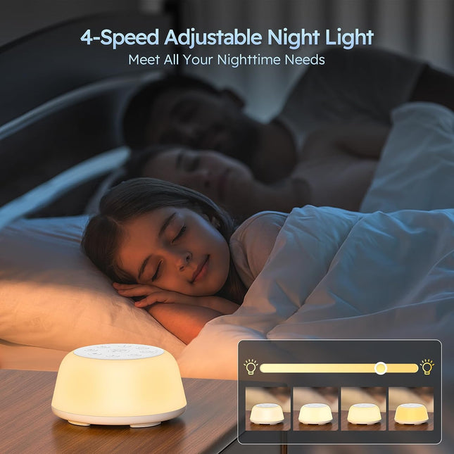Wobrikosee Rechargeable White Noise Machine | 9-Color Night Light, 26 Sounds, 4 Timers