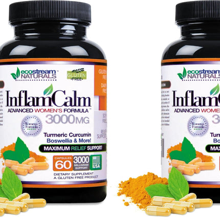 Women's Formula 3000 InflamCalm Advanced with Turmeric, Curcumin, Enzymes and Boswellia | Vegetarian & Gluten Free (Pack of 2)