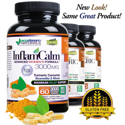 Women's Formula 3000 InflamCalm Advanced with Turmeric, Curcumin, Enzymes and Boswellia | Vegetarian & Gluten Free (Pack of 2)