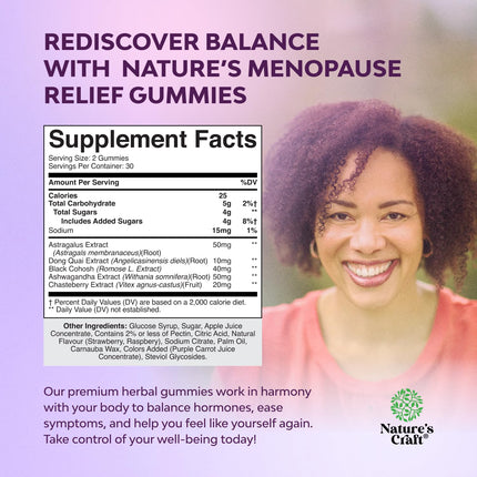 Natures Craft Womens Menopause Gummies with Dong Quai & Ashwagandha – 60 Count (3 Pack)