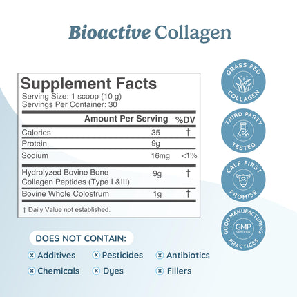 WonderCow Collagen Peptides Powder + Bovine Colostrum – Grass-Fed Type I & III