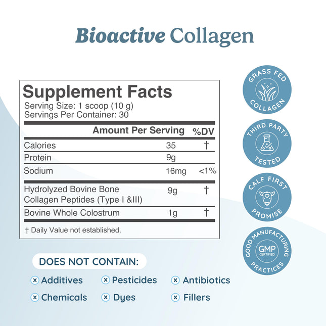WonderCow Collagen Peptides Powder + Bovine Colostrum – Grass-Fed Type I & III