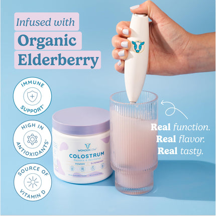 WONDERCOW Colostrum Powder for Gut Health, Immune Support & Recovery | Elderberry, 60 Servings