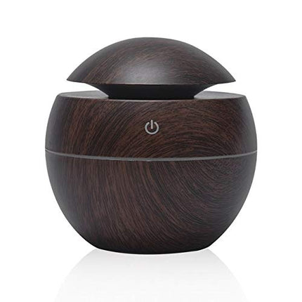 Wood Grain Mushroom Mini Air Diffuser — 130ml Capacity, Deep Wood Grain Finish