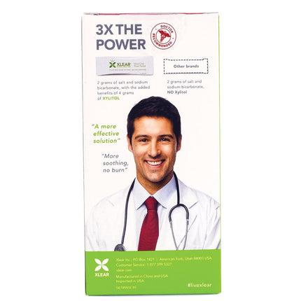 Xlear Natural Xylitol Nasal Irrigation System | 6 Saline Packets + 1 Sinus Rinse Bottle (Pack of 3)