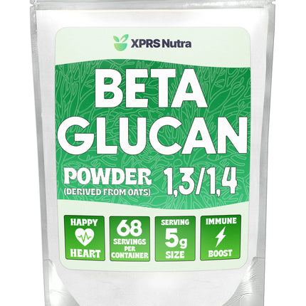 XPRS Nutra Beta Glucan Powder – Pure Unflavored Oat Beta Glucan, Non-GMO, Vegan, 12 oz