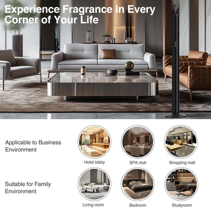 XspideM Waterless Scent Diffuser Starter Kit — 2,000 Sq Ft Coverage, 5 Oils, Remote, Black, 40in