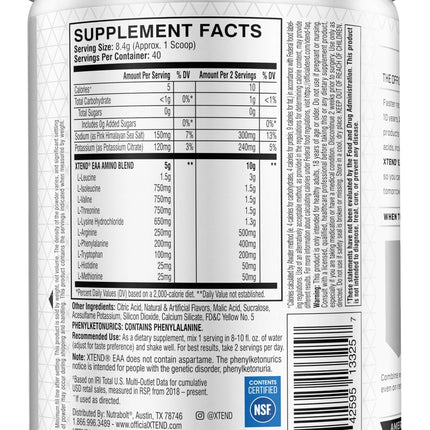 Xtend Scivation EAA + BCAA Powder | 9 Essential Amino Acids | 10g EAAs per 2 Servings | Lemon Lime | 40 Servings