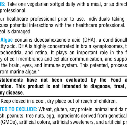XYMOGEN DHA from Algae – DHA Omega-3 for Brain, Eyes, Heart & Immune Health (60 Softgels)