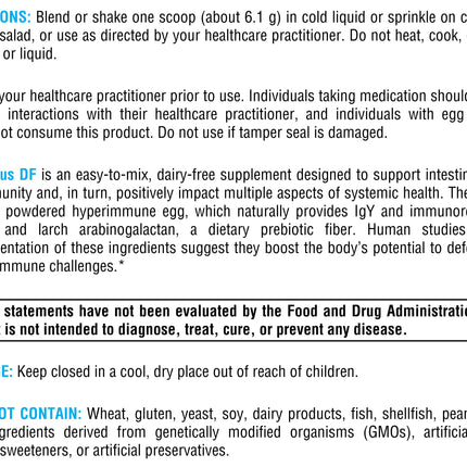 XYMOGEN IG 26 Plus DF - Dairy Free Immunoglobulin Powder + IgY Max (Vanilla)