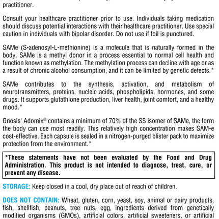 XYMOGEN SAM-e 200mg – Liver Support, Vegan & Gluten Free (30 Capsules)