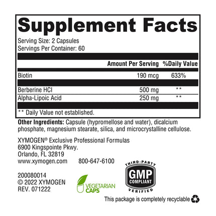 XYMOGEN ALAmax Protect: Berberine & ALA Complex for Cardiometabolic Health (120 Caps)