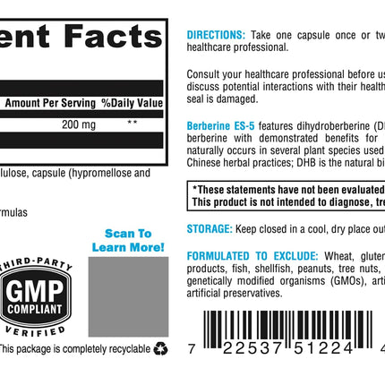 XYMOGEN Berberine ES-5 - DHB Berberine Supplement - 5x Bioavailability - Metabolic Support (60 Capsules)