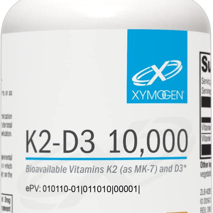 XYMOGEN K2-D3 10000 IU – Bioavailable Vitamin D3 K2 (MK-7) for Bone, Heart & Immune Support | 60 Capsules