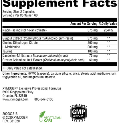 XYMOGEN LipotropiX – Lipid Metabolism & Liver Support | Dandelion & Celandine for Bile Flow | Guggul Extract + Inositol Hexanicotinate | 120 Capsules
