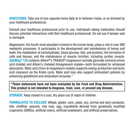 XYMOGEN OptiMag 125 – High-Absorption Magnesium with Chelated Glycinate & Malate (120 Capsules)