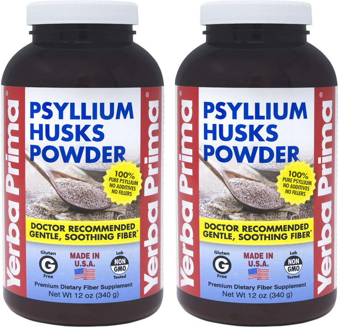 Yerba Prima Psyllium Husk Powder 12 oz (Pack of 2) – Natural Fiber Supplement