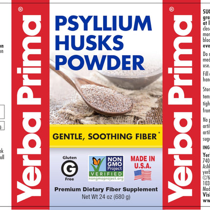 Yerba Prima Psyllium Husks Powder - 24 oz (Pack of 2) Unflavored, Fine Ground, Natural Fiber Supplement