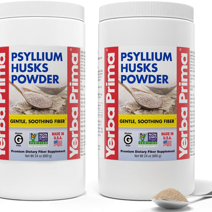 Yerba Prima Psyllium Husks Powder - 24 oz (Pack of 2) Unflavored, Fine Ground, Natural Fiber Supplement