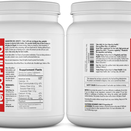 Yerba Prima Psyllium Whole Husks 20 oz – Colon Cleanse & Gut Health