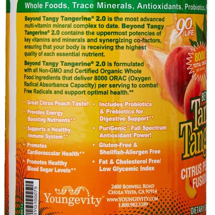 Youngevity Beyond Tangy Tangerine 2.0 Citrus Peach Fusion – Multi-Vitamin & Mineral Complex, 8,000 ORAC, 3 Canisters