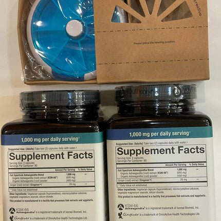 Youtheory Ashwagandha 1000mg with KSM-66 – 360 Capsules Pack + 7-Day Pill Organizer Bundle