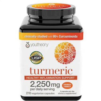 Youtheory Turmeric Curcumin with BioPerine – 2,250 mg, 210 Capsules