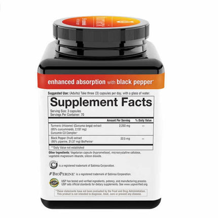 Youtheory Turmeric Curcumin with BioPerine – 2,250 mg, 210 Capsules