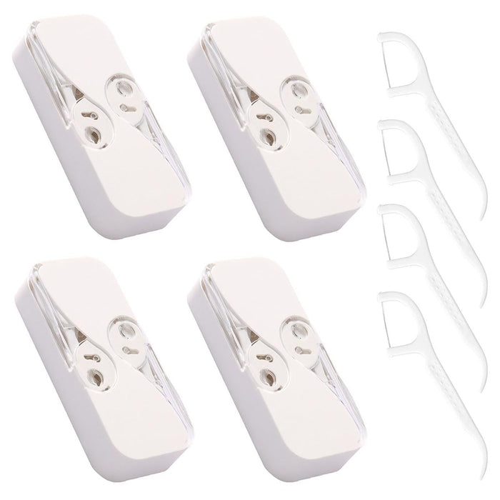 YRAKOZIN 4-Pack Portable Floss Dispenser – Travel Dental Floss & Toothpick Holder (White)