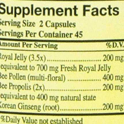 Y.S. Eco Bee Farms 3-Pack Royal Jelly, Bee Pollen, Propolis, Korean Ginseng - 90 Capsules