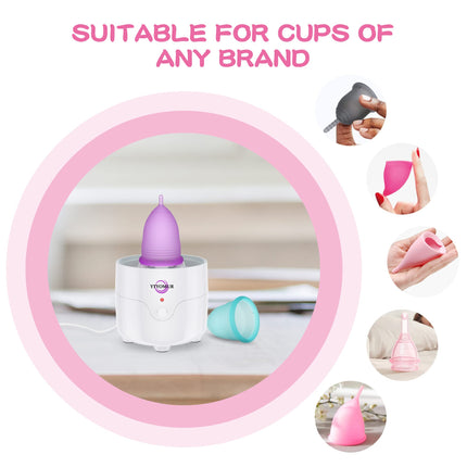 YTYOMUR Menstrual Cup Steamer Sterilizer – 2 Reusable Cups Included | Quick Clean & Travel-Ready